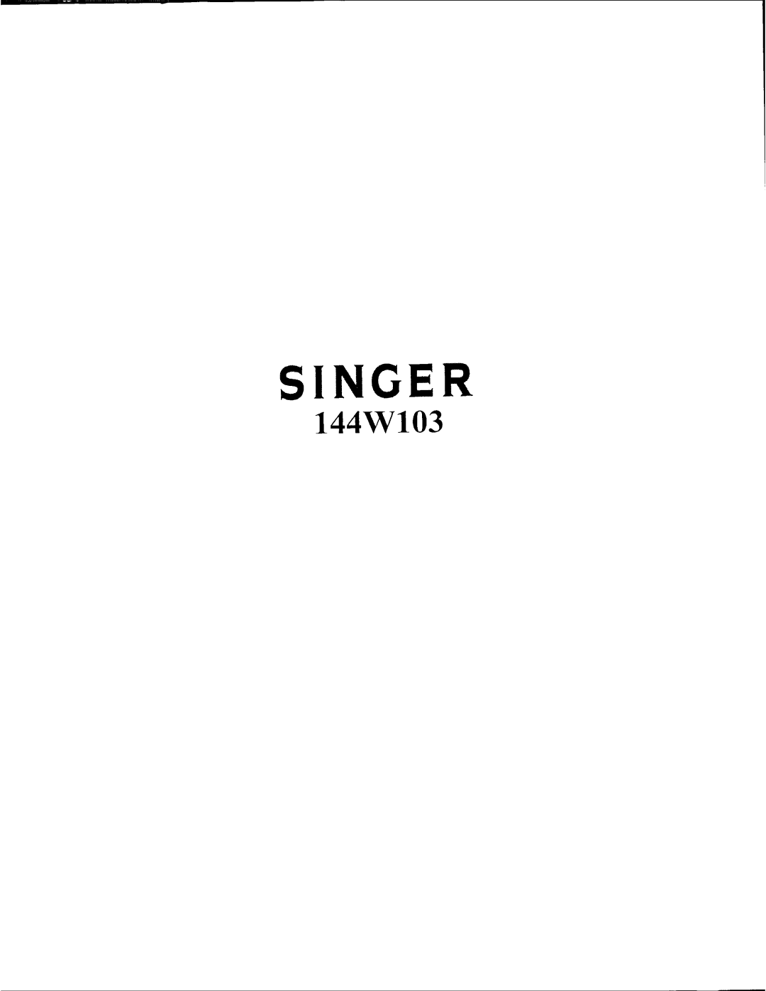 Singer 144W103 manual 