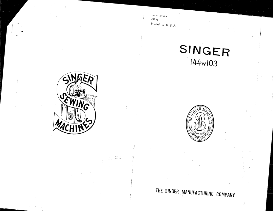 Singer 144W103 manual 