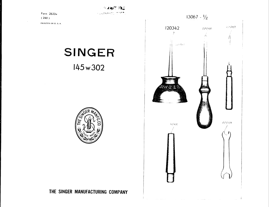 Singer 145W302 manual 