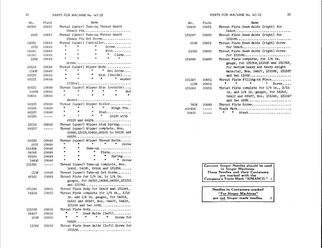 Singer 147-25, 147-39 manual 