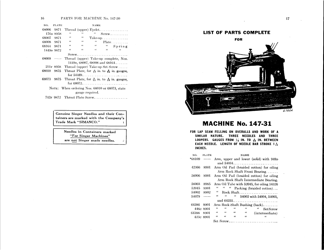 Singer 147-31, 147-30 manual 