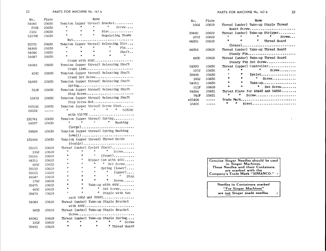 Singer 147-4 manual 