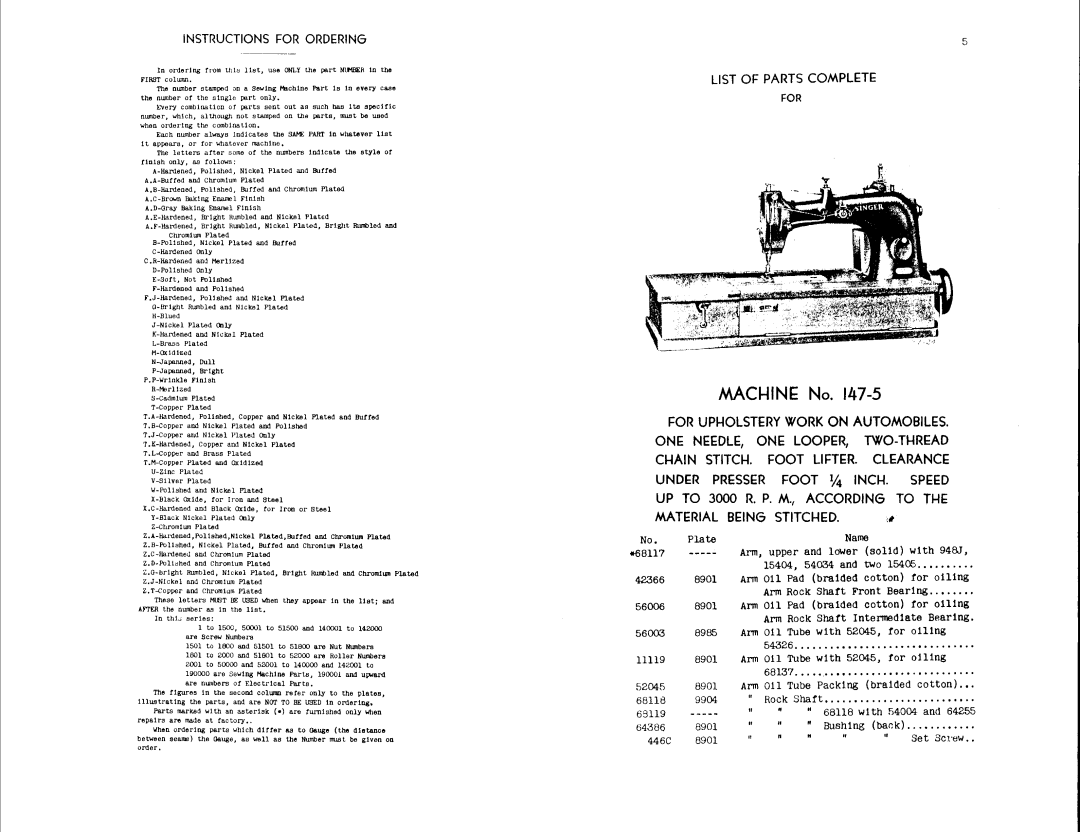 Singer 147-6, 147-5, 147-37 manual 