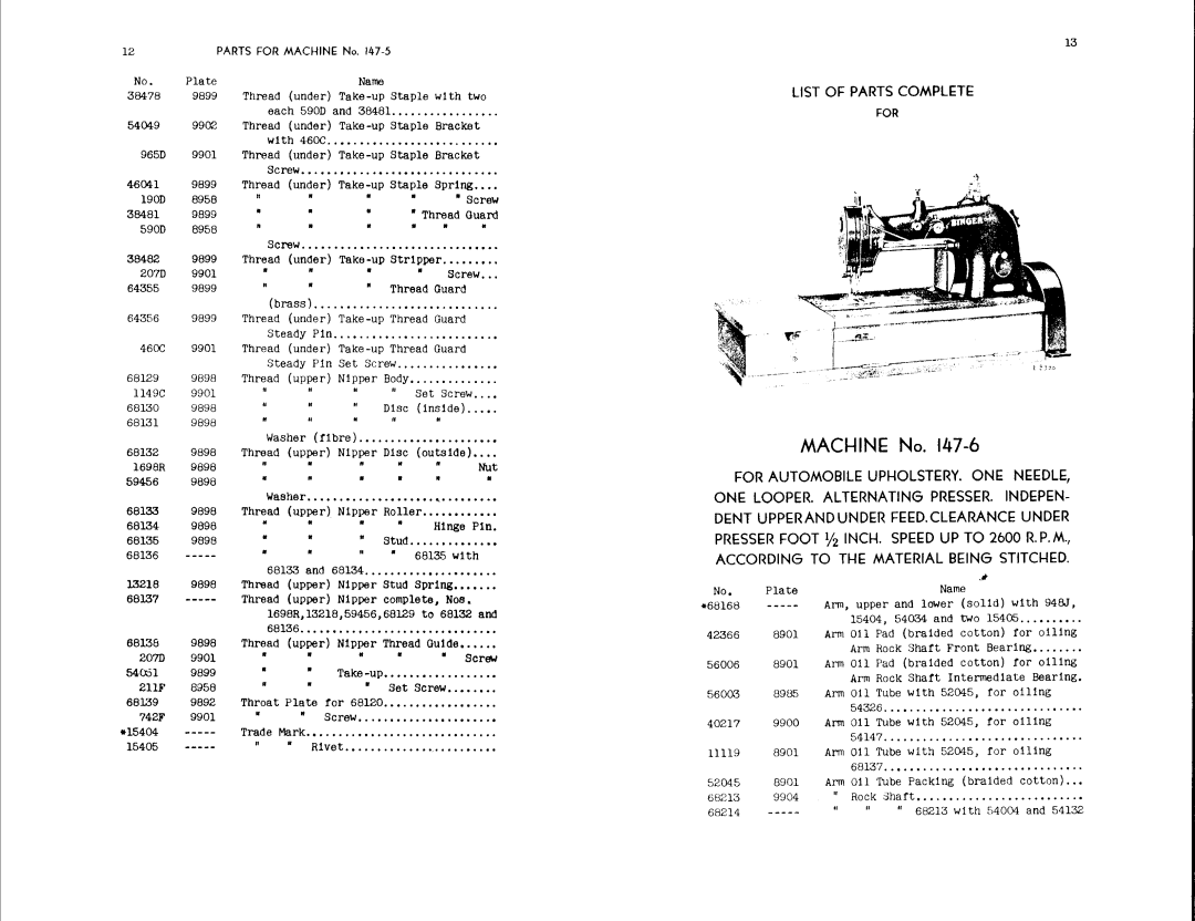 Singer 147-5, 147-6, 147-37 manual 