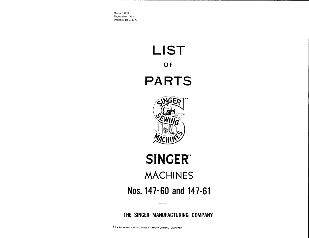 Singer 147-61, 147-60 manual 