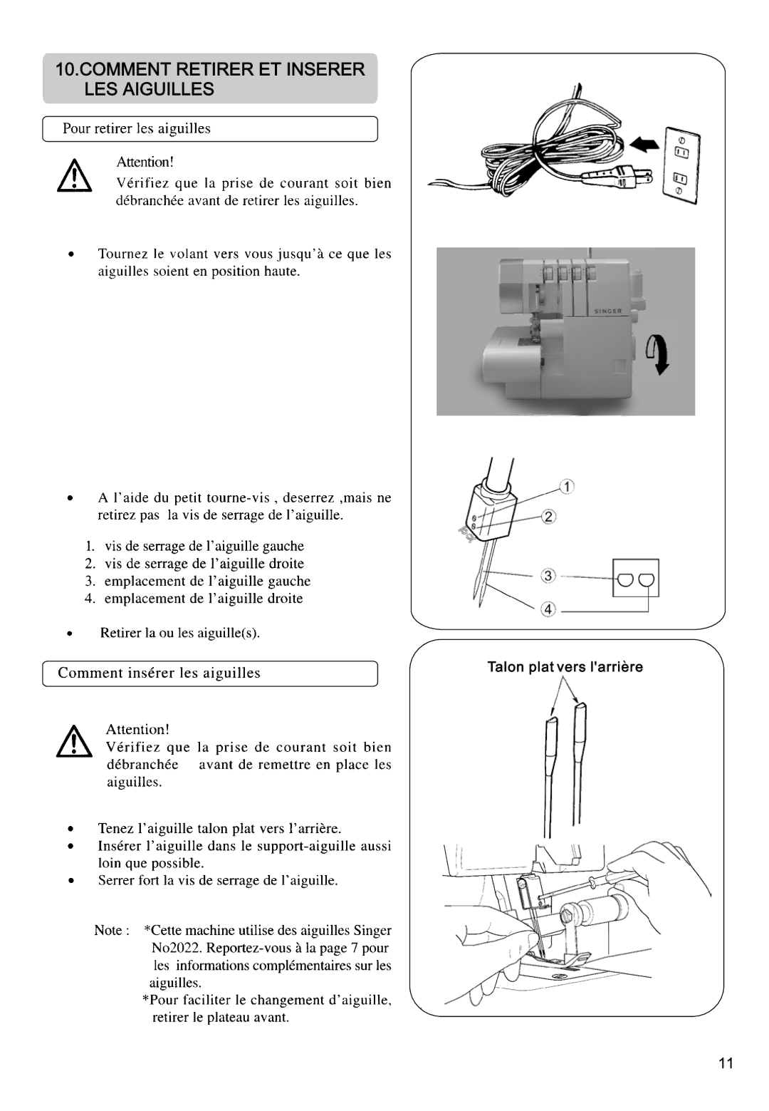 Singer 14CG754, 14CG744, 14SH764, 14SH744, 14SH754 manual Comment Retirer ET Inserer LES Aiguilles 