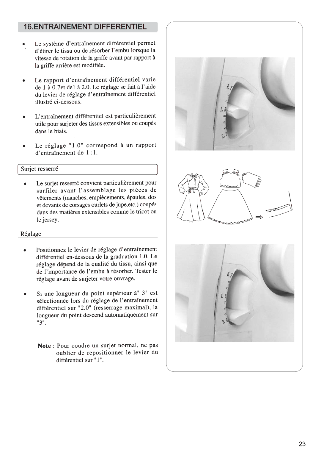 Singer 14SH764, 14CG754, 14CG744, 14SH744, 14SH754 manual Entrainement Differentiel 