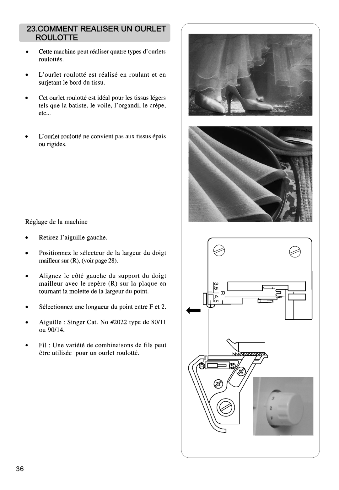 Singer 14CG754, 14CG744, 14SH764, 14SH744, 14SH754 manual Comment Realiser UN Ourlet Roulotte 