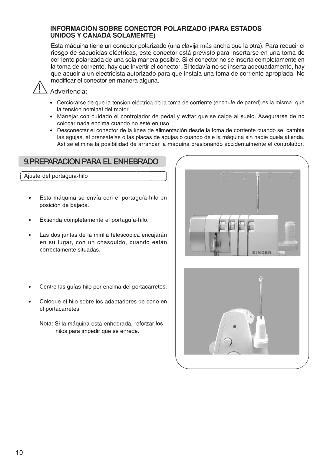 Singer 14SH754, 14CG754, 14CG744, 14SH764, 14SH744 manual Preparacion Para EL Enhebrado 