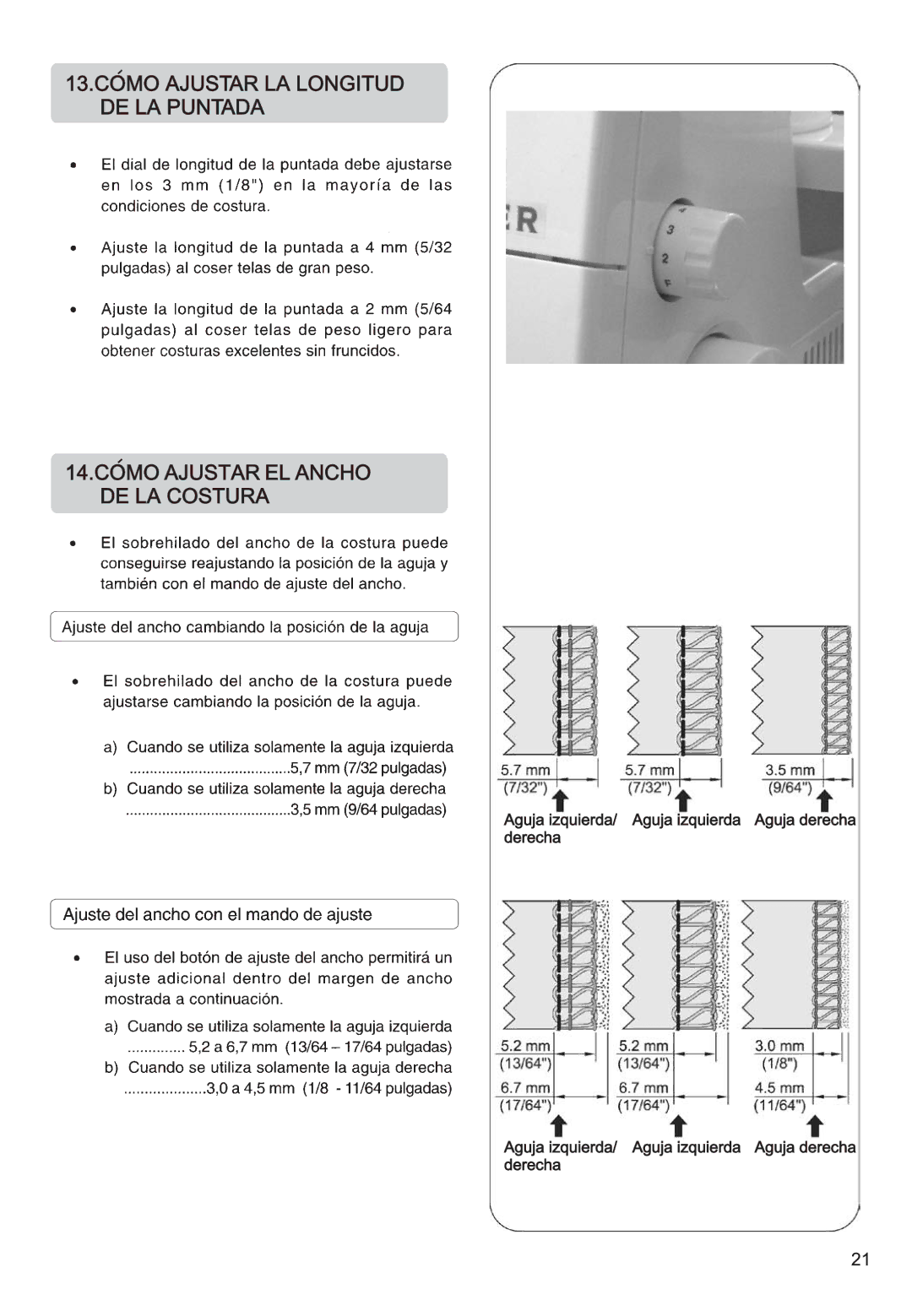 Singer 14SH744, 14CG754, 14CG744, 14SH764, 14SH754 manual Como Ajustar EL Ancho DE LA Costura 