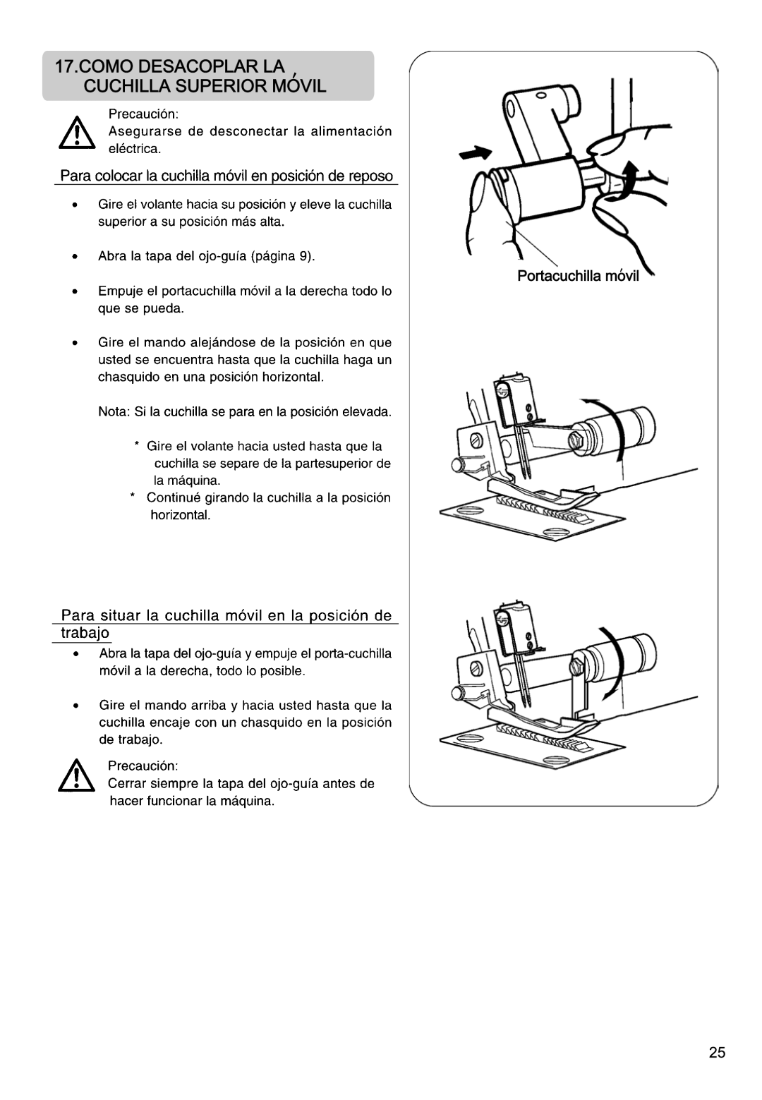 Singer 14SH764, 14CG754, 14CG744, 14SH744, 14SH754 manual Como Desacoplar LA Cuchilla Superior Movil 