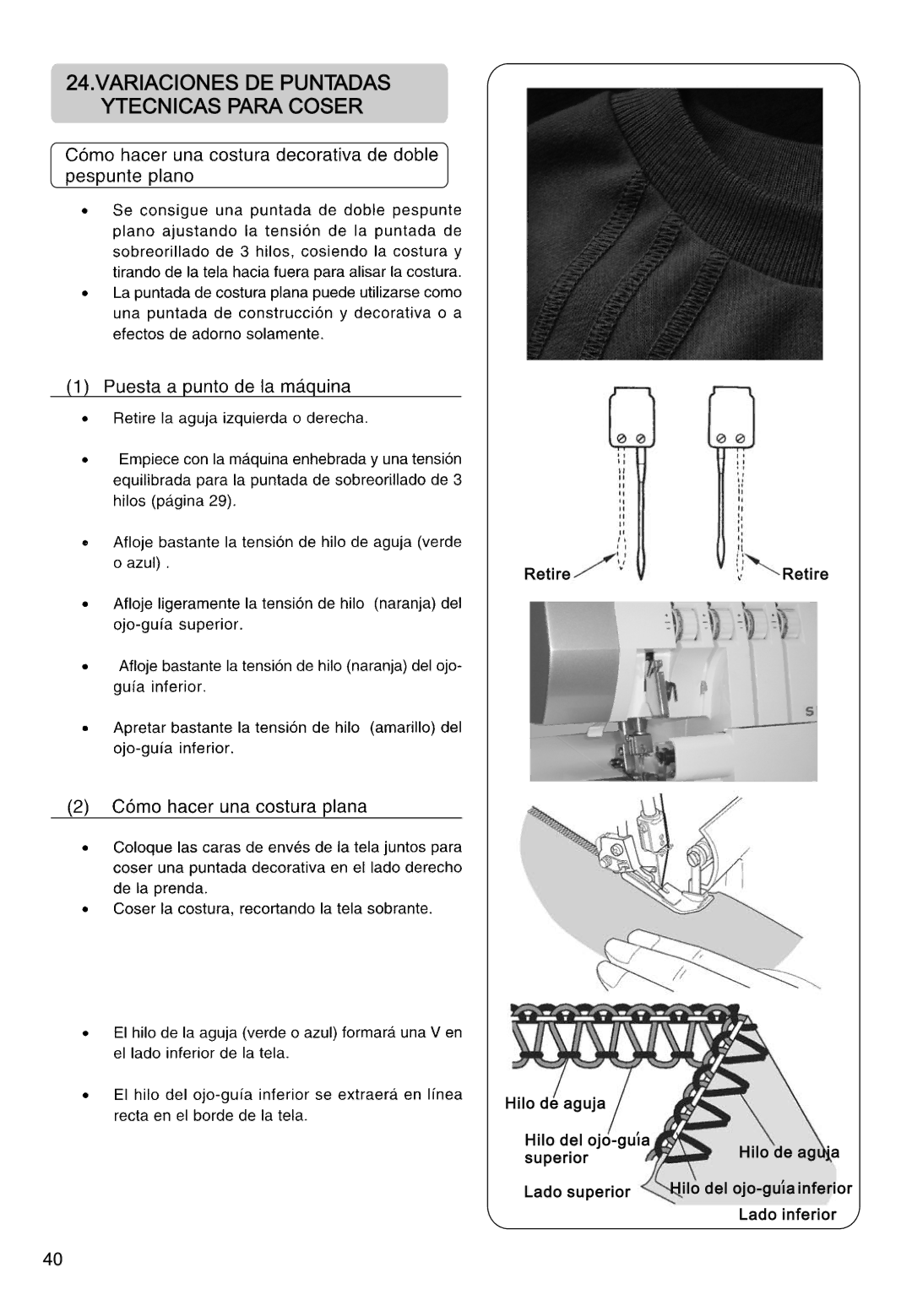 Singer 14SH764, 14CG754, 14CG744, 14SH744, 14SH754 manual Variaciones DE Puntadas Ytecnicas Para Coser 