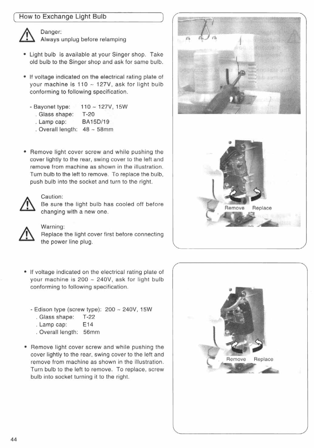 Singer 14SH644 manual 