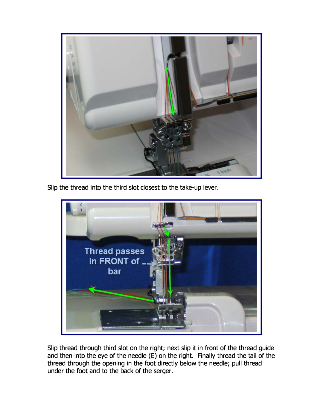 Singer 14T957DC manual Slip the thread into the third slot closest to the take-up lever 