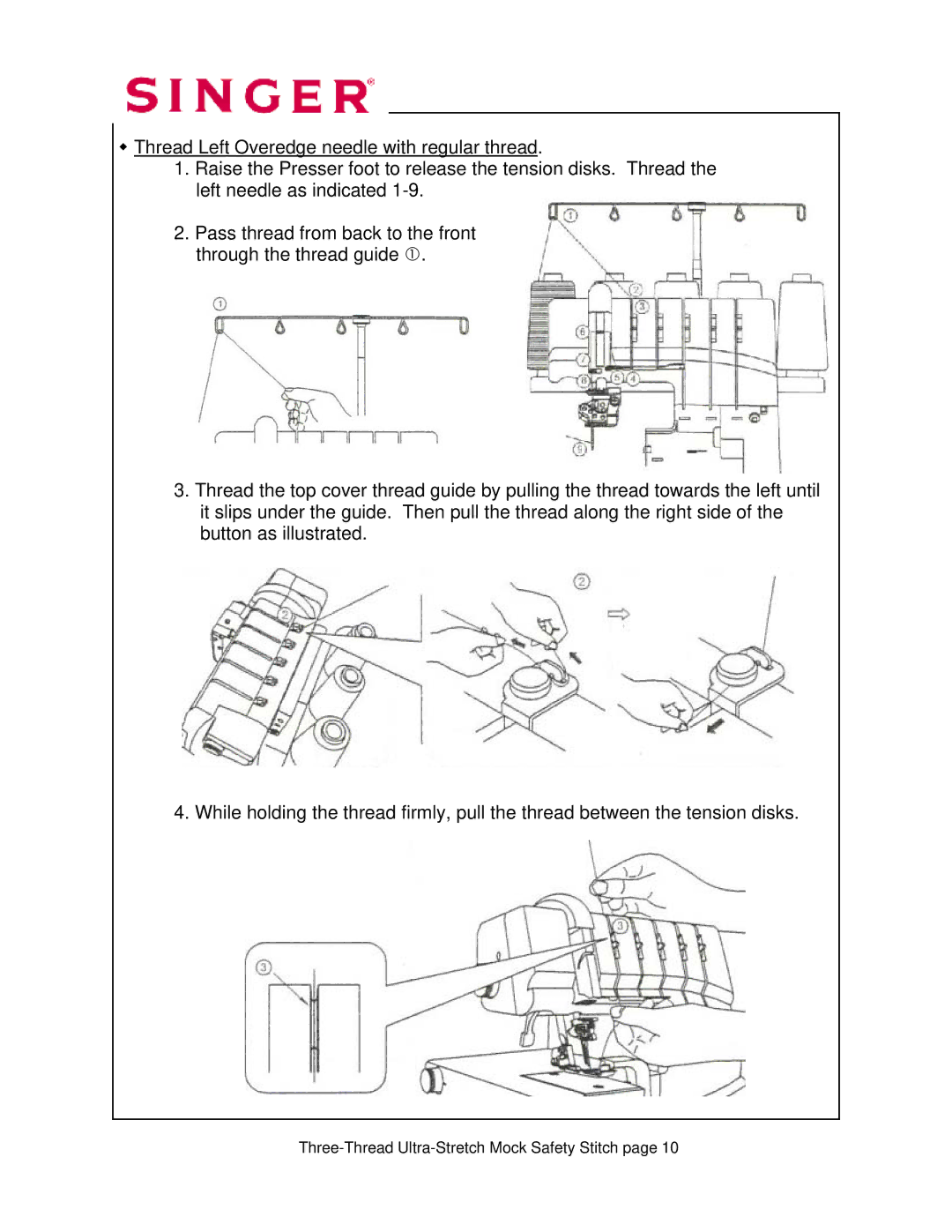 Singer 14T968DC manual Three-Thread Ultra-Stretch Mock Safety Stitch 