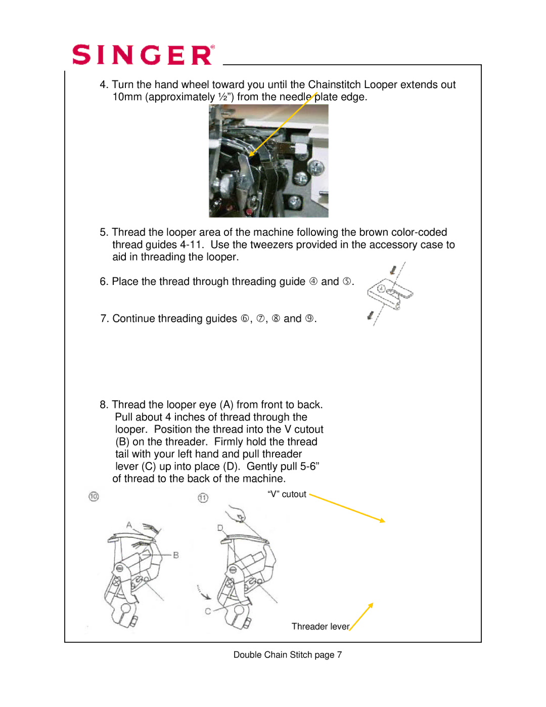 Singer 14T968DC manual Cutout Threader lever Double Chain Stitch 
