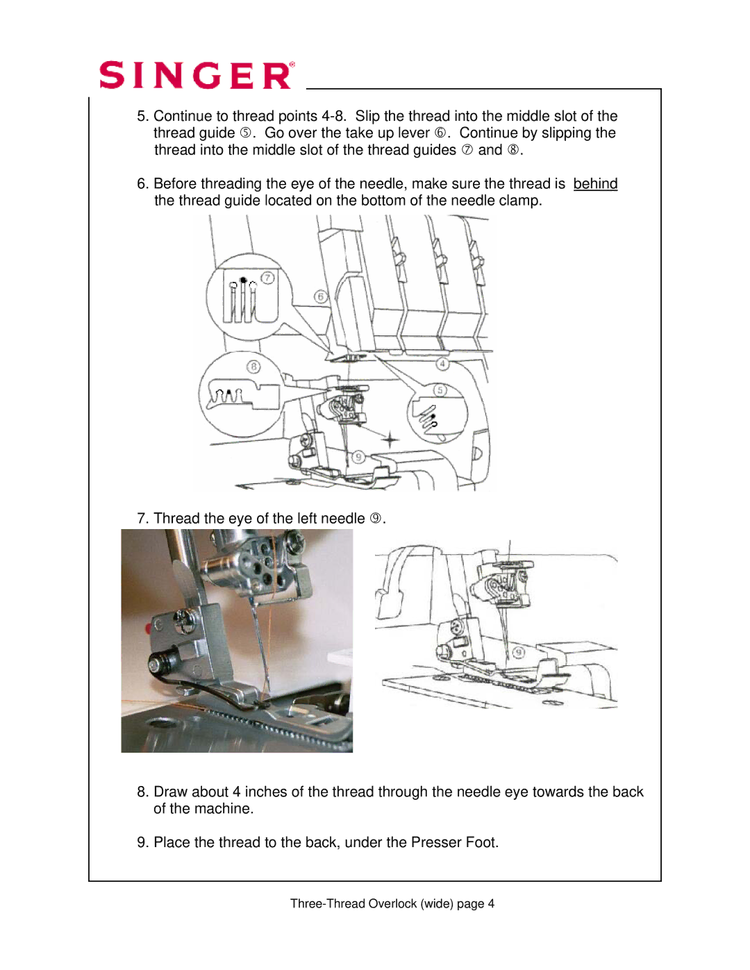 Singer 14T968DC manual Three-Thread Overlock wide 