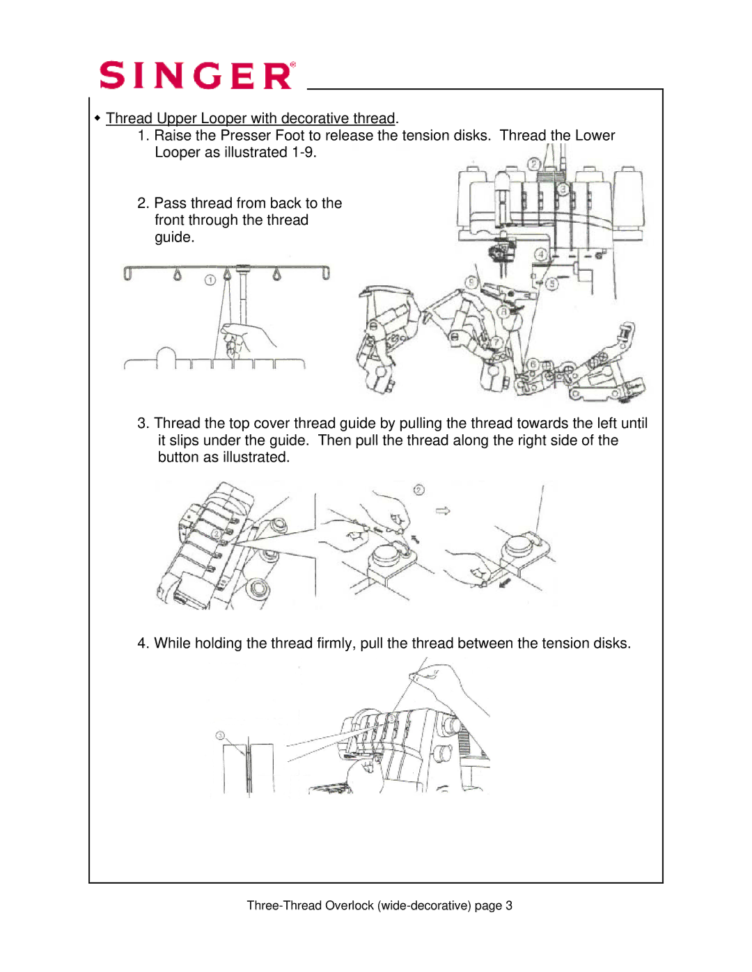 Singer 14T968DC manual Three-Thread Overlock wide-decorative 