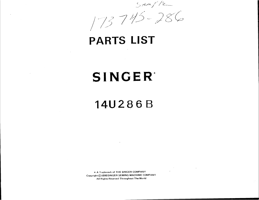 Singer 14U286B manual 