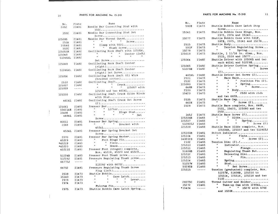 Singer 15-211, 15-210 manual 