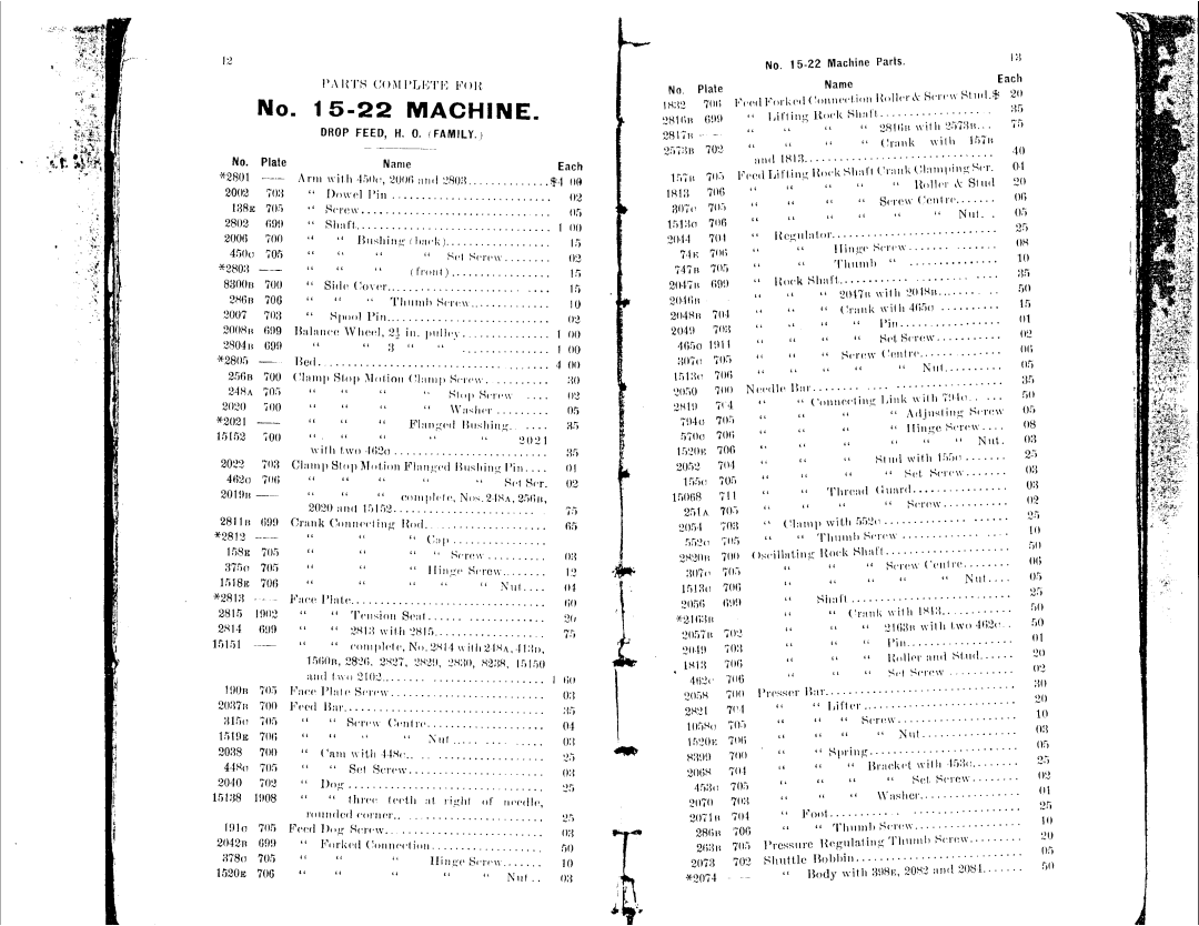 Singer 15-30, 15-43, 15-11, 15-22, 15-41 manual 