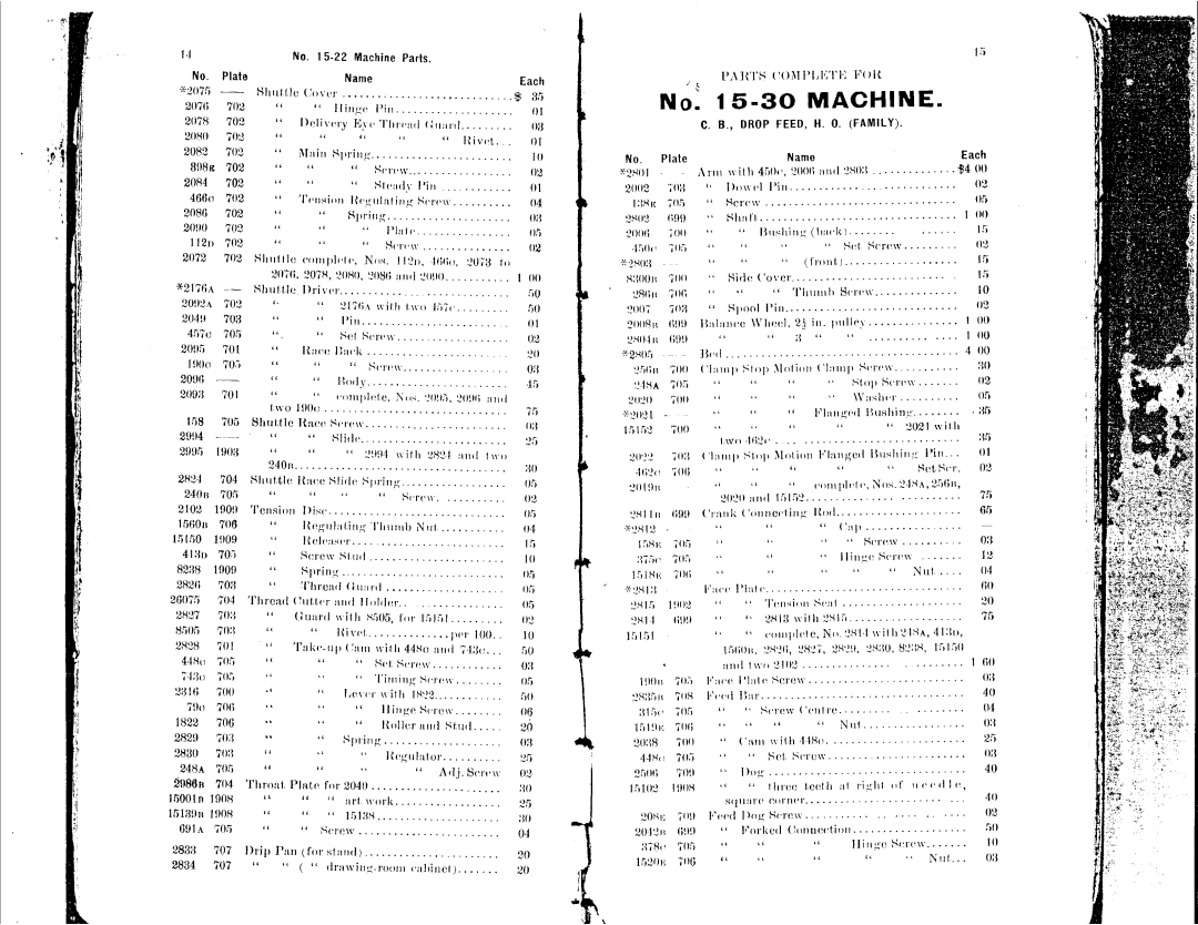 Singer 15-43, 15-30, 15-11, 15-22, 15-41 manual 