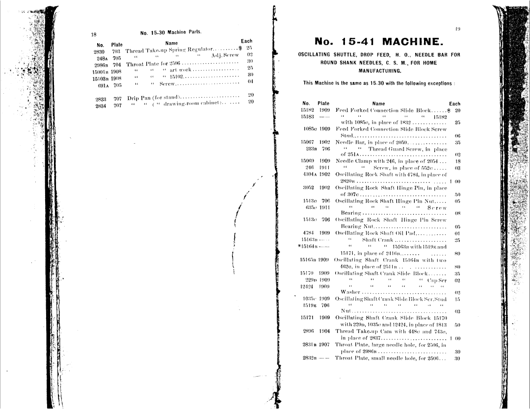 Singer 15-11, 15-30, 15-43, 15-22, 15-41 manual 