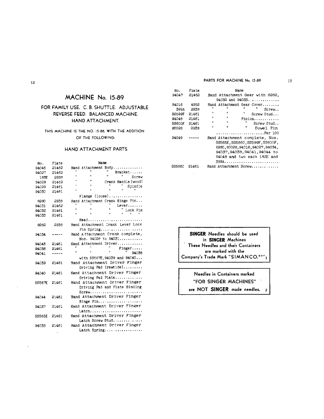 Singer 15-90, 15-89, 15-88 manual 