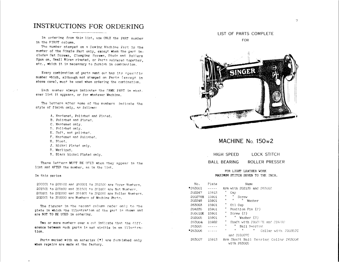 Singer 150W2 manual 