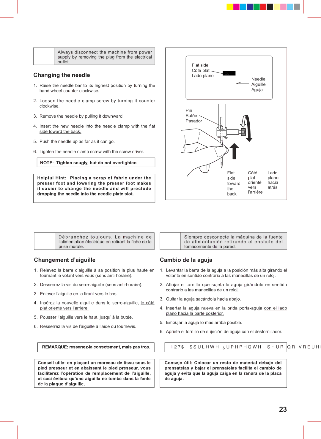 Singer 160 instruction manual Changing the needle 