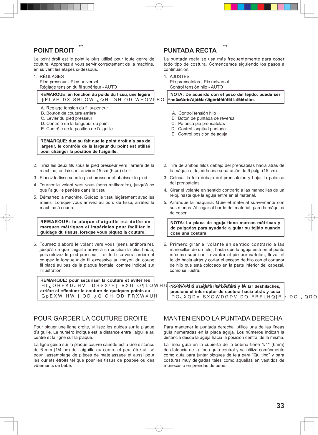 Singer 160 instruction manual Point Droit, Puntada Recta, Pour Garder LA Couture Droite, Manteniendo LA Puntada Derecha 