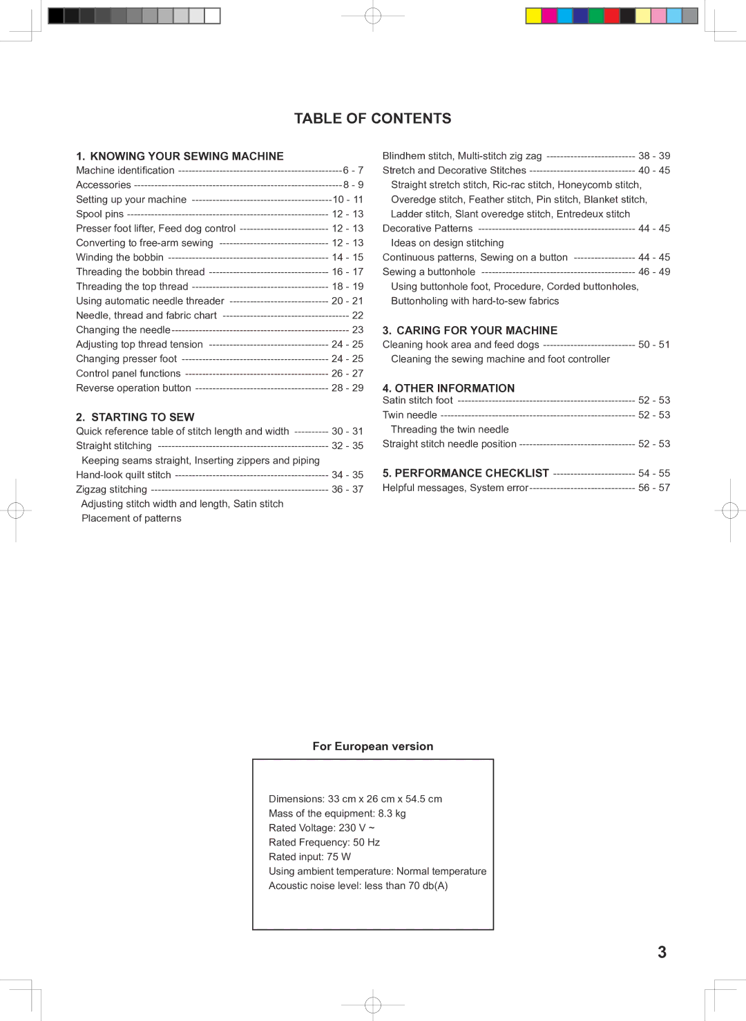 Singer 160 instruction manual Table of Contents 