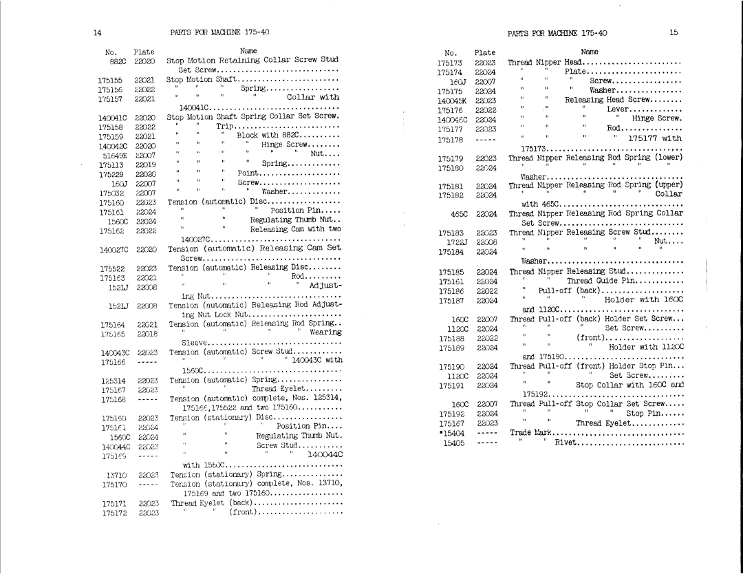 Singer 175-44, 175-40 manual 