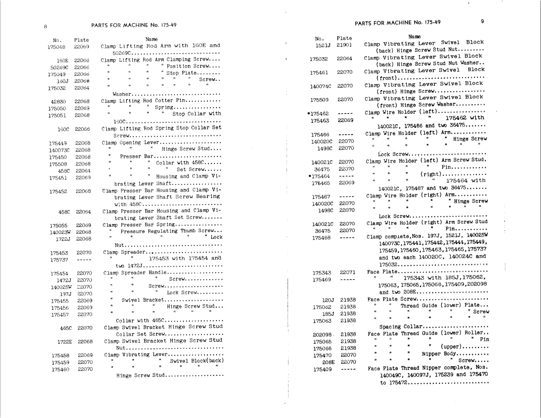 Singer 175-50, 175-49 manual 