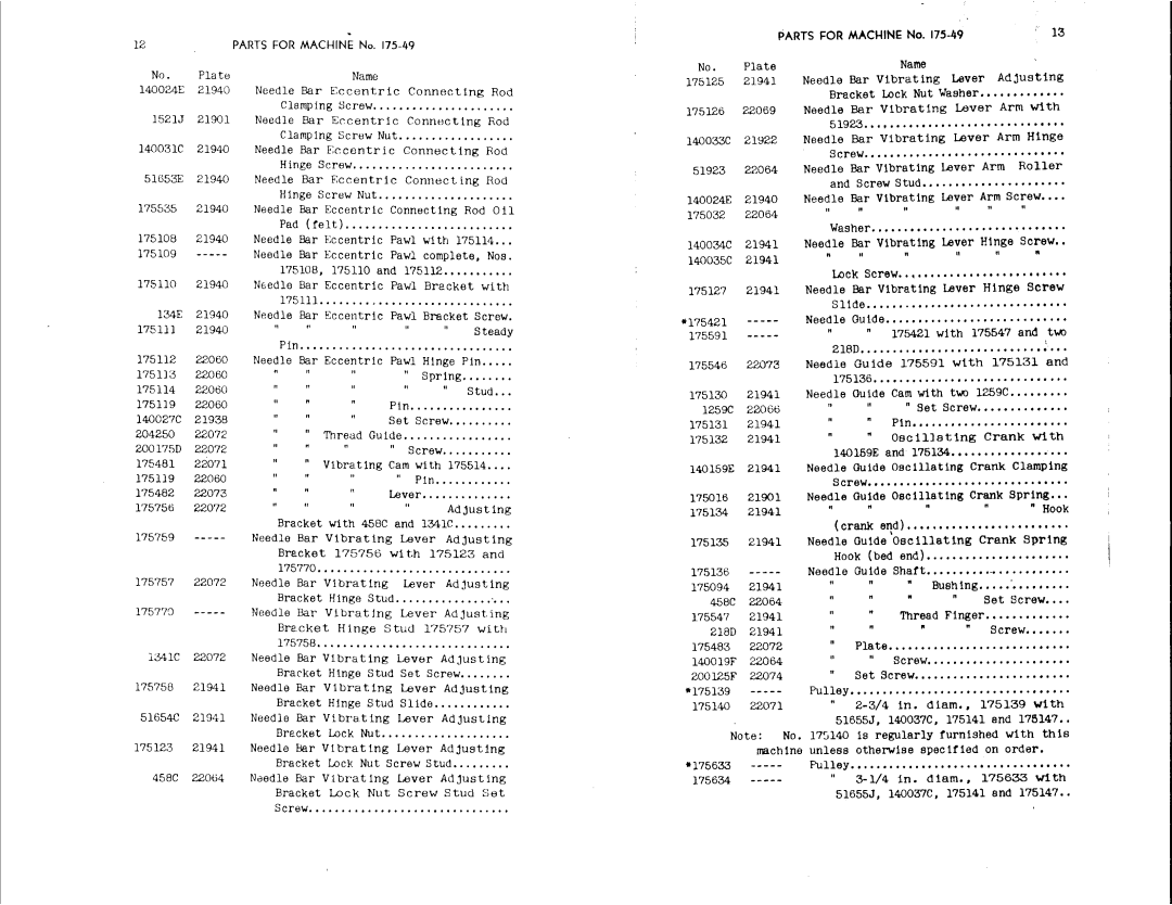 Singer 175-50, 175-49 manual 