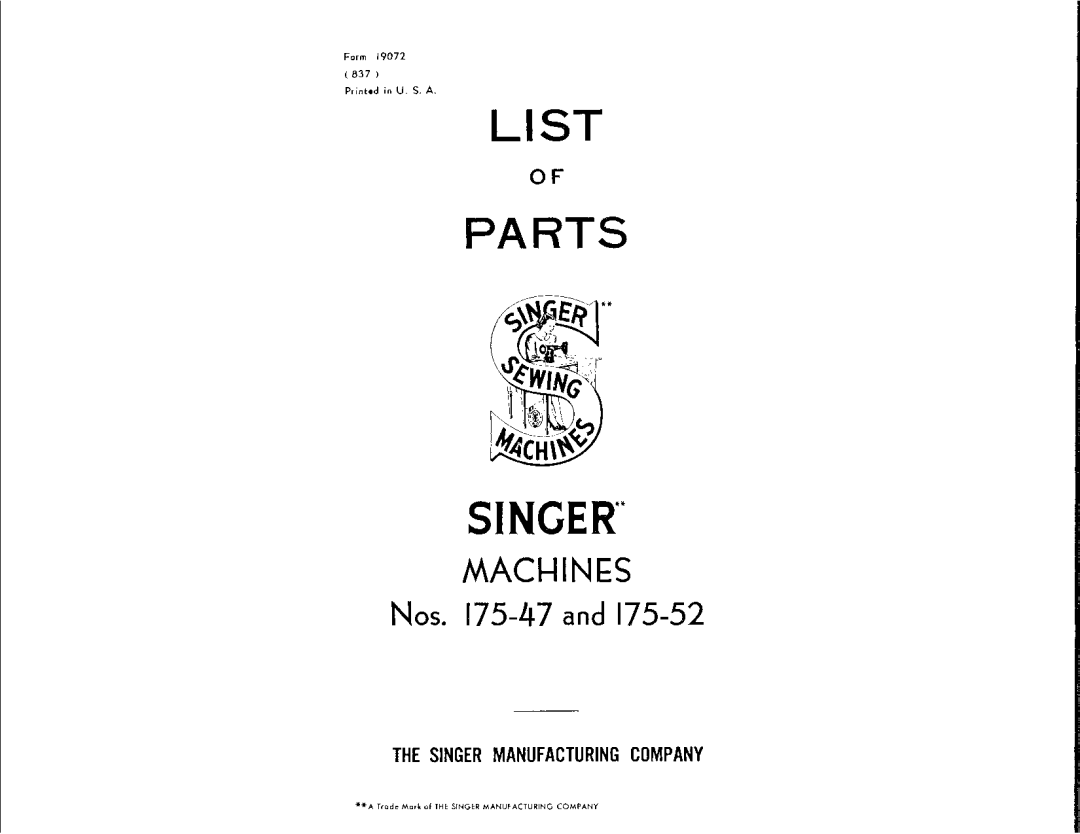 Singer 175-47, 175-52 manual 