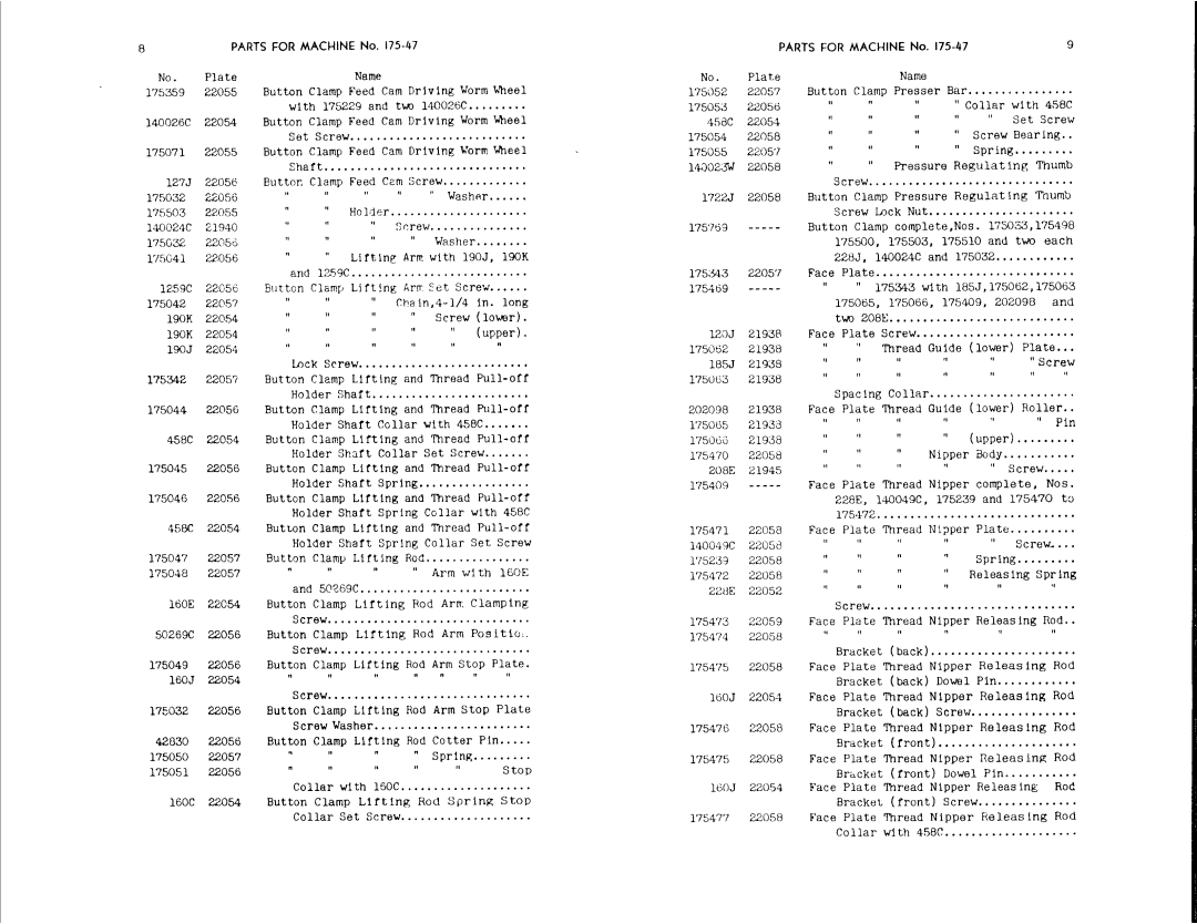 Singer 175-47, 175-52 manual 