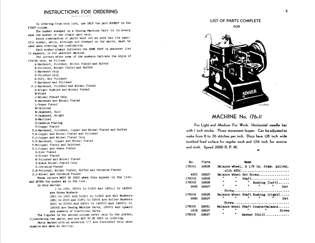 Singer 176-11, 176-13, 176-12 manual 