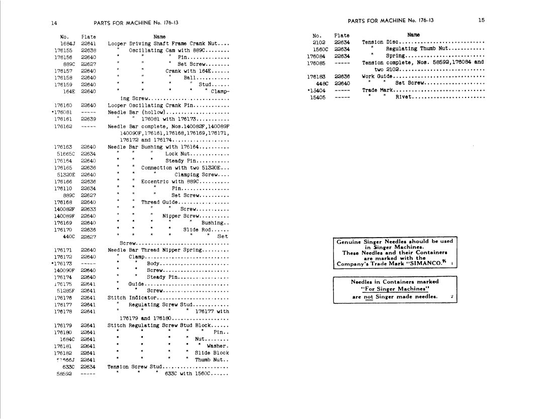 Singer 176-12, 176-11, 176-13 manual 