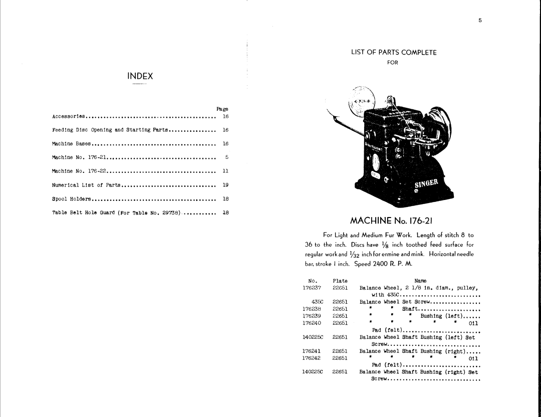 Singer 176-22, 176-21 manual 