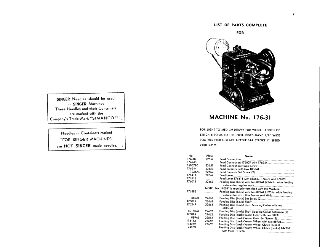 Singer 176-31, 176-33, 176-32 manual 