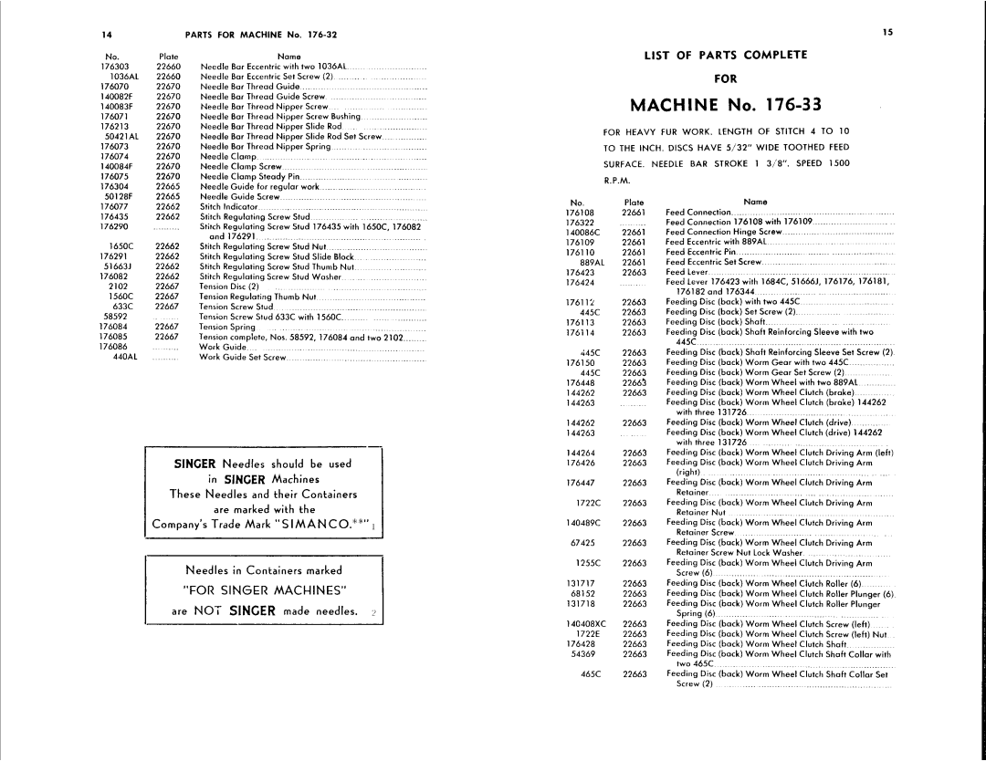 Singer 176-32, 176-33, 176-31 manual 