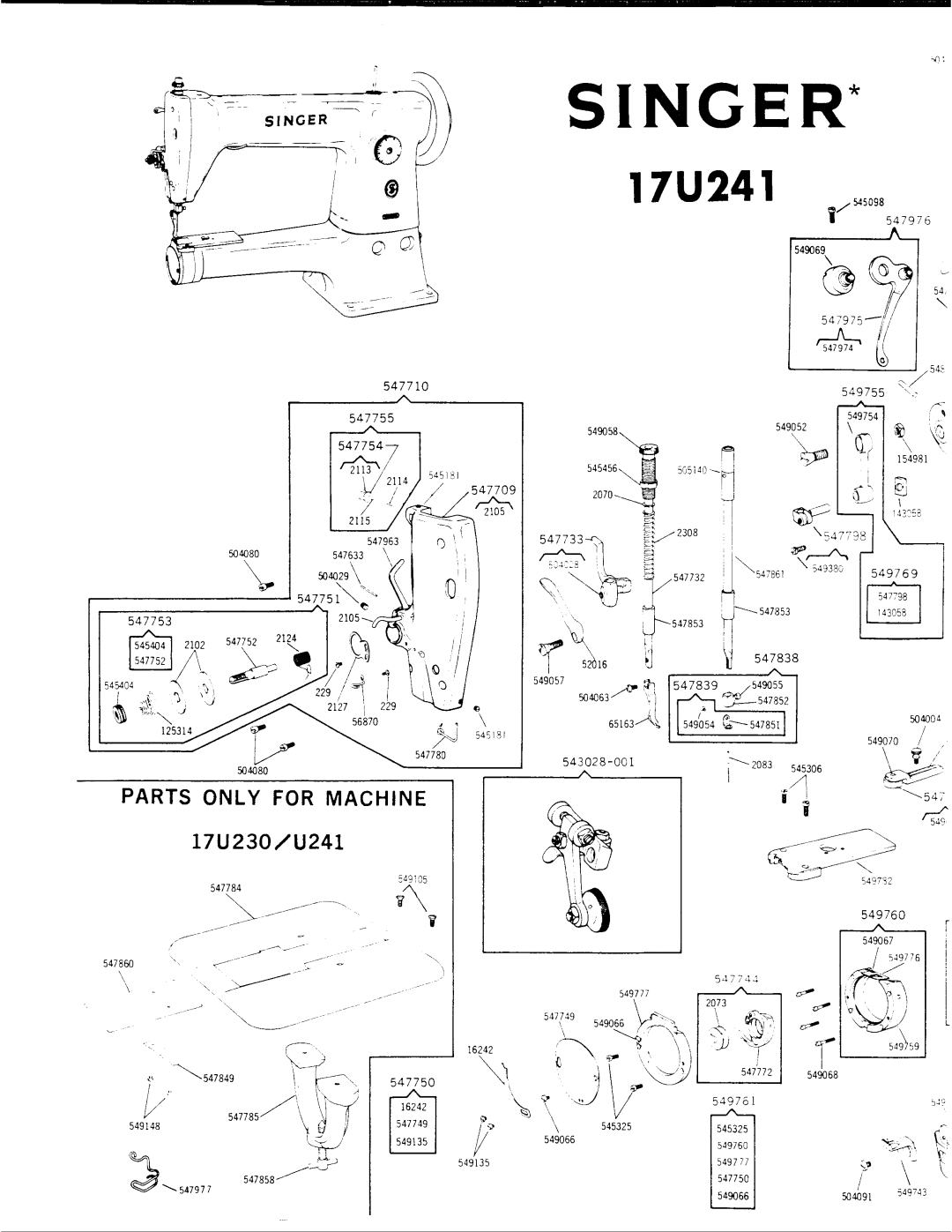 Singer 17U242, 17U241, 17U230 manual 