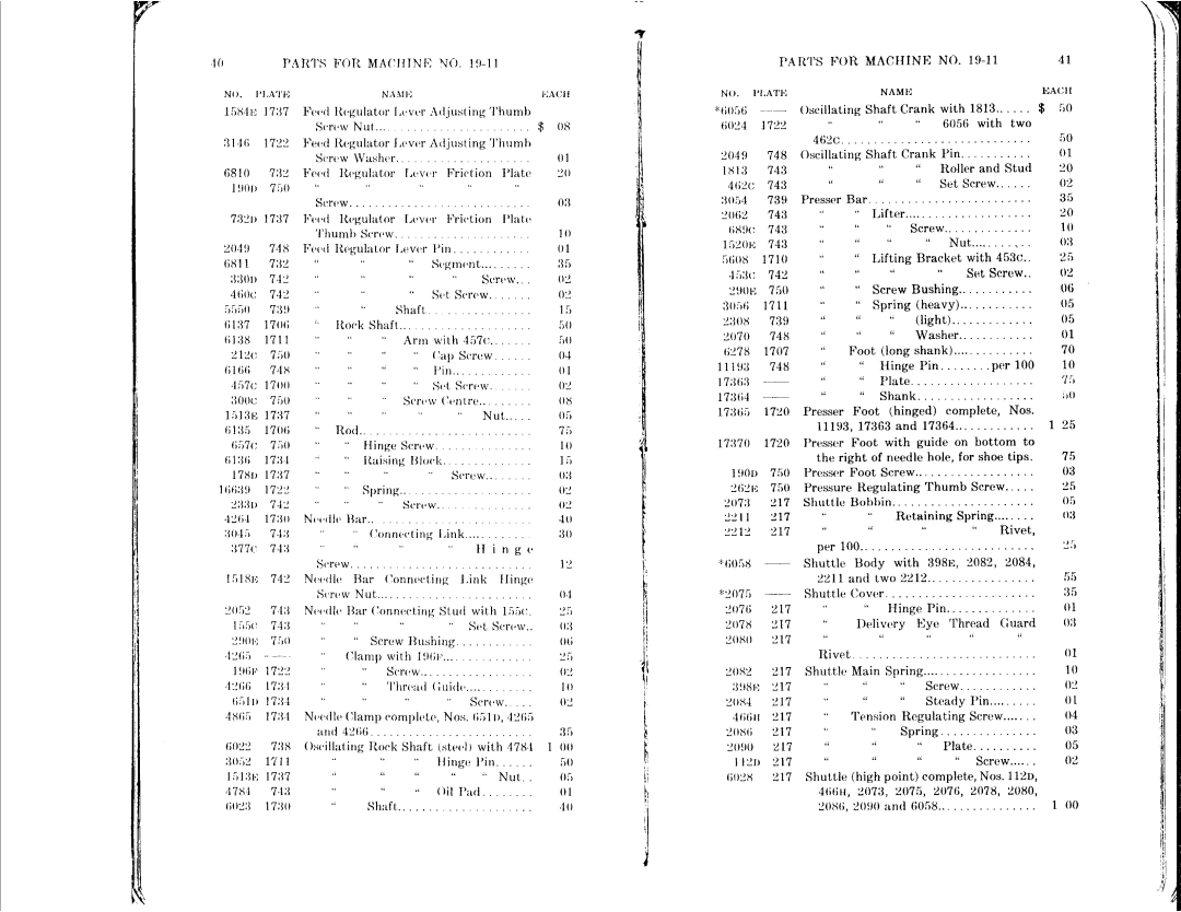 Singer 19-5, 19-4, 19-7, 19-8 manual 