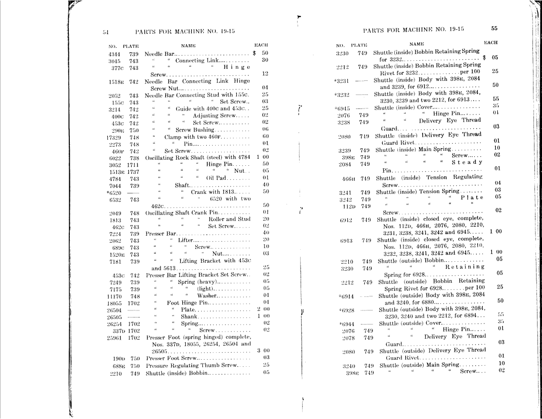 Singer 19-8, 19-5, 19-4, 19-7 manual 