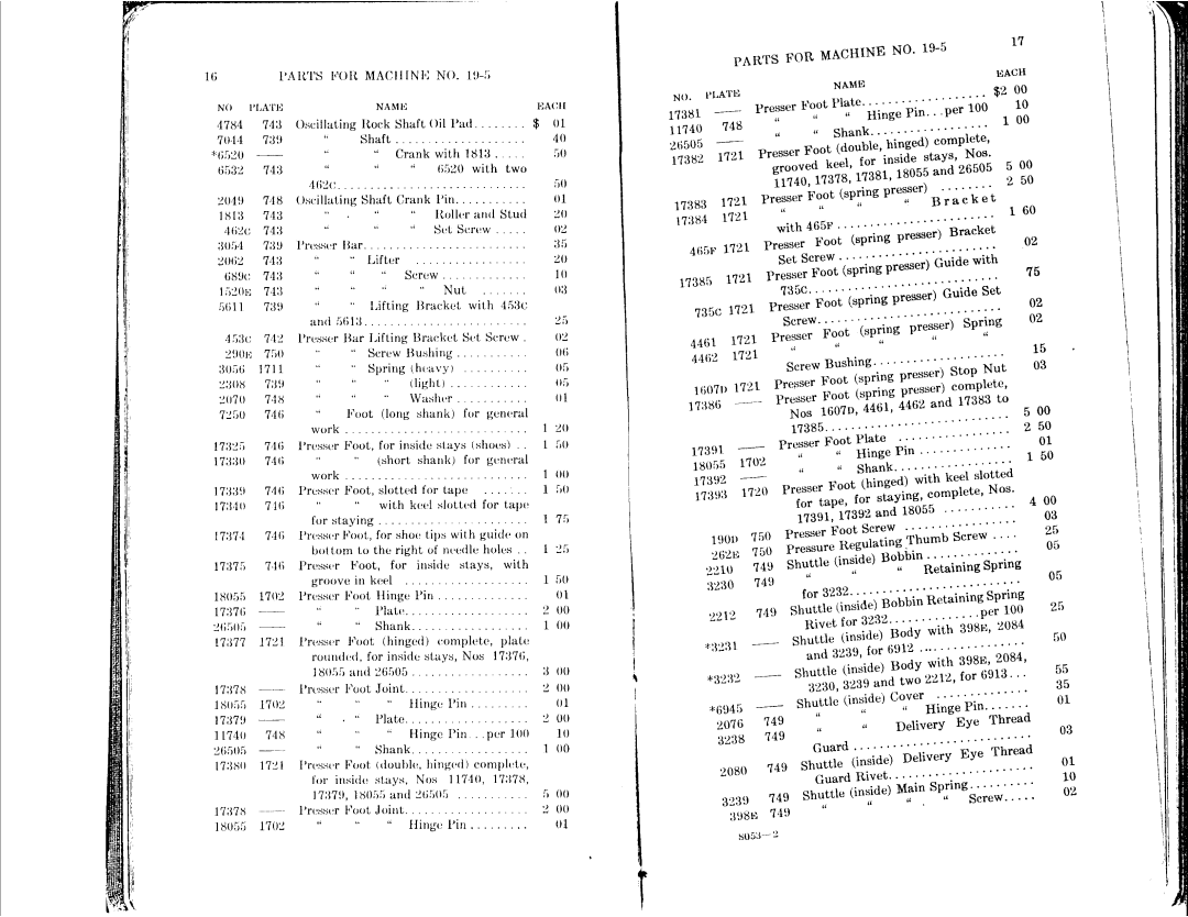 Singer 19-5, 19-4, 19-7, 19-8 manual 