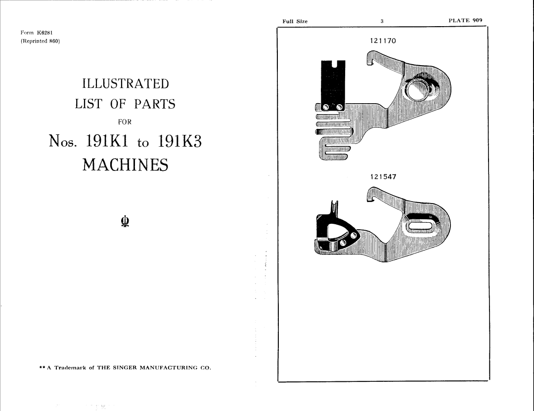 Singer 191K2, 191K1, 191K3 manual 