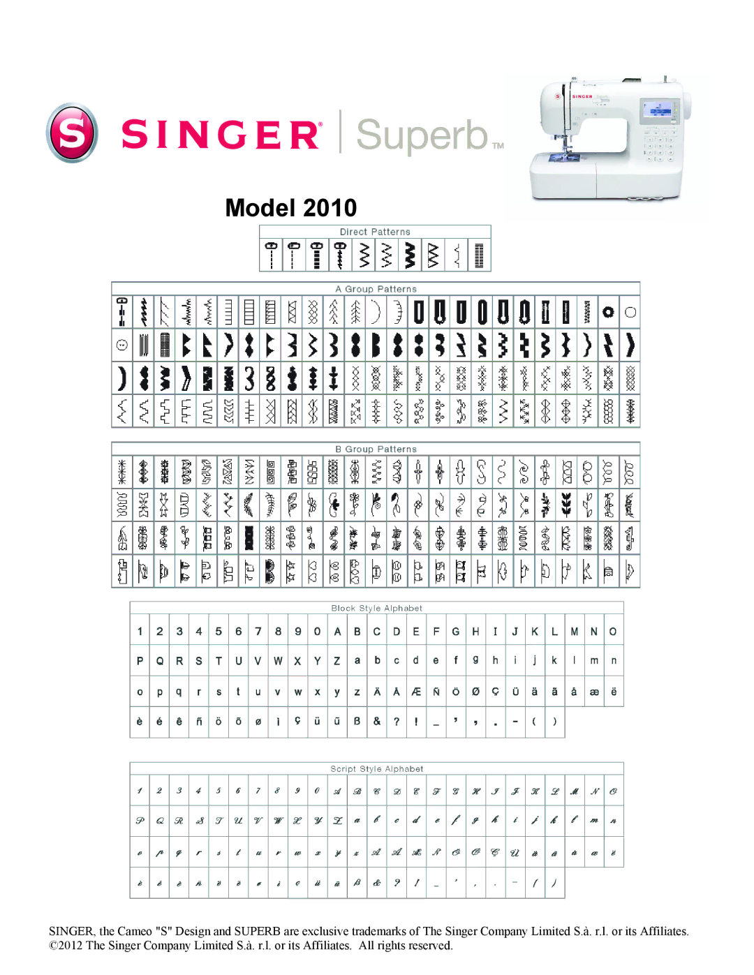 Singer 2010 manual Model 