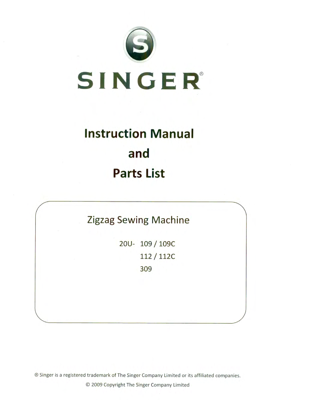 Singer 20U-109C, 112 manual 