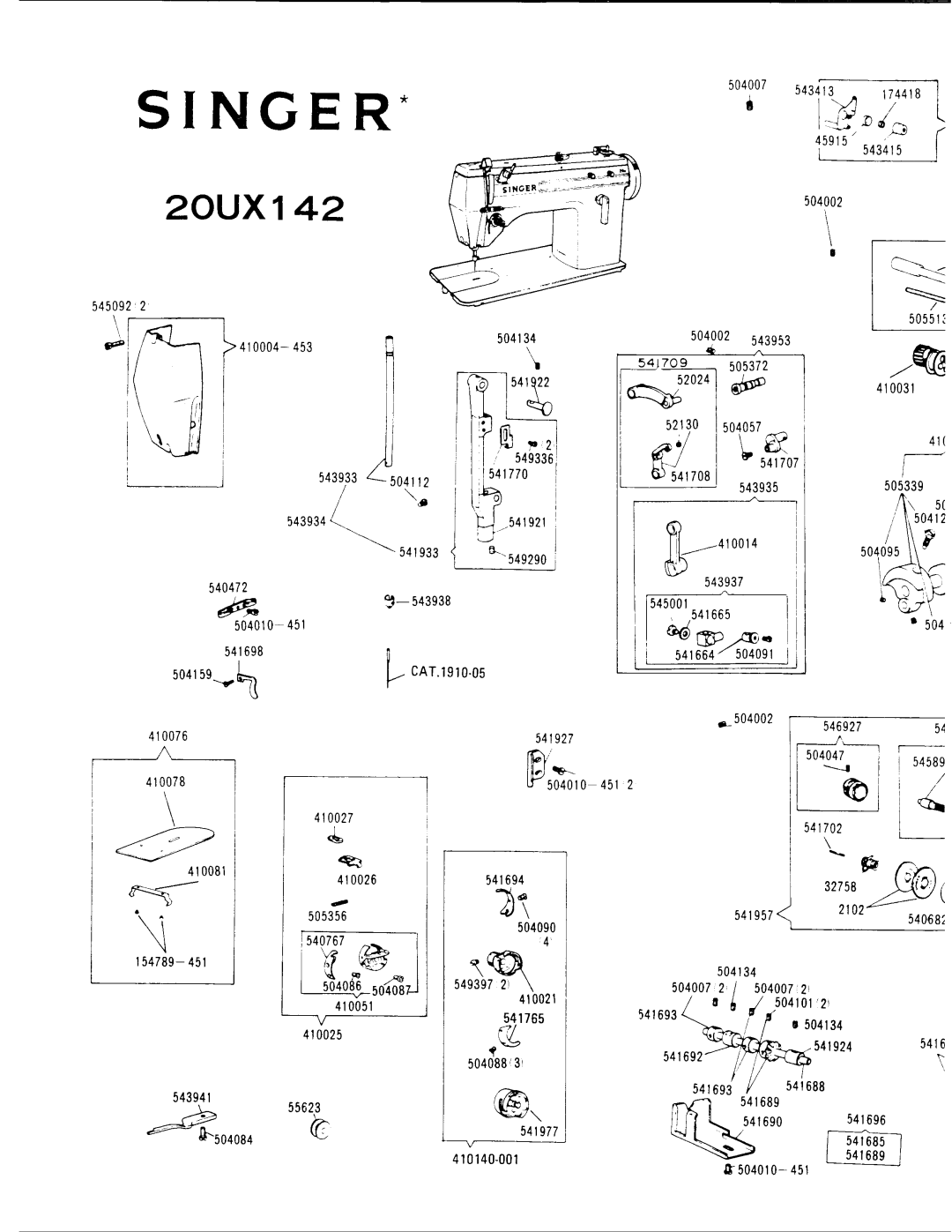 Singer 20UX142 manual 